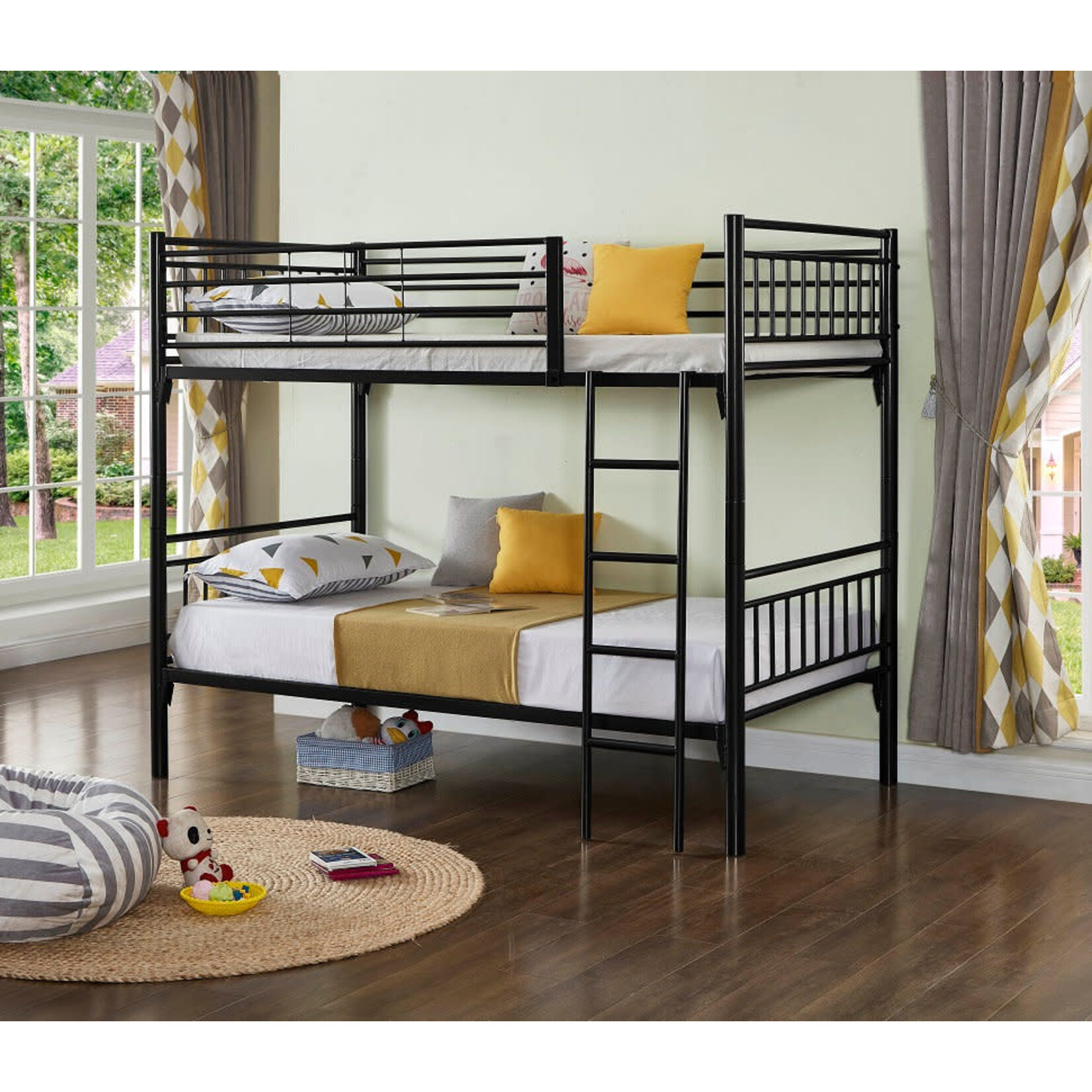 TWIN/TWIN METAL BUNK BED. BLACK