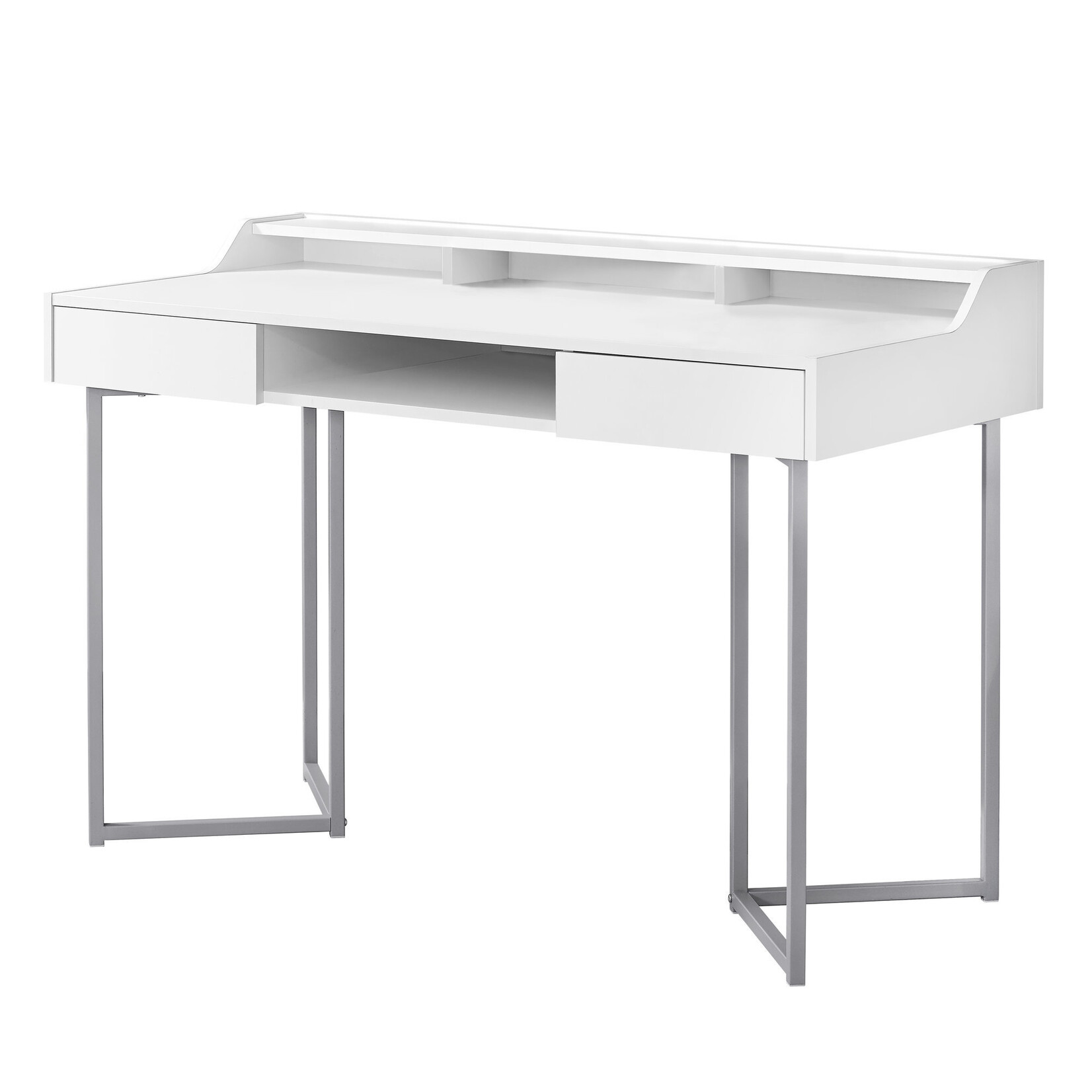 BUREAU - 48"L / BLANC / METAL ARGENT