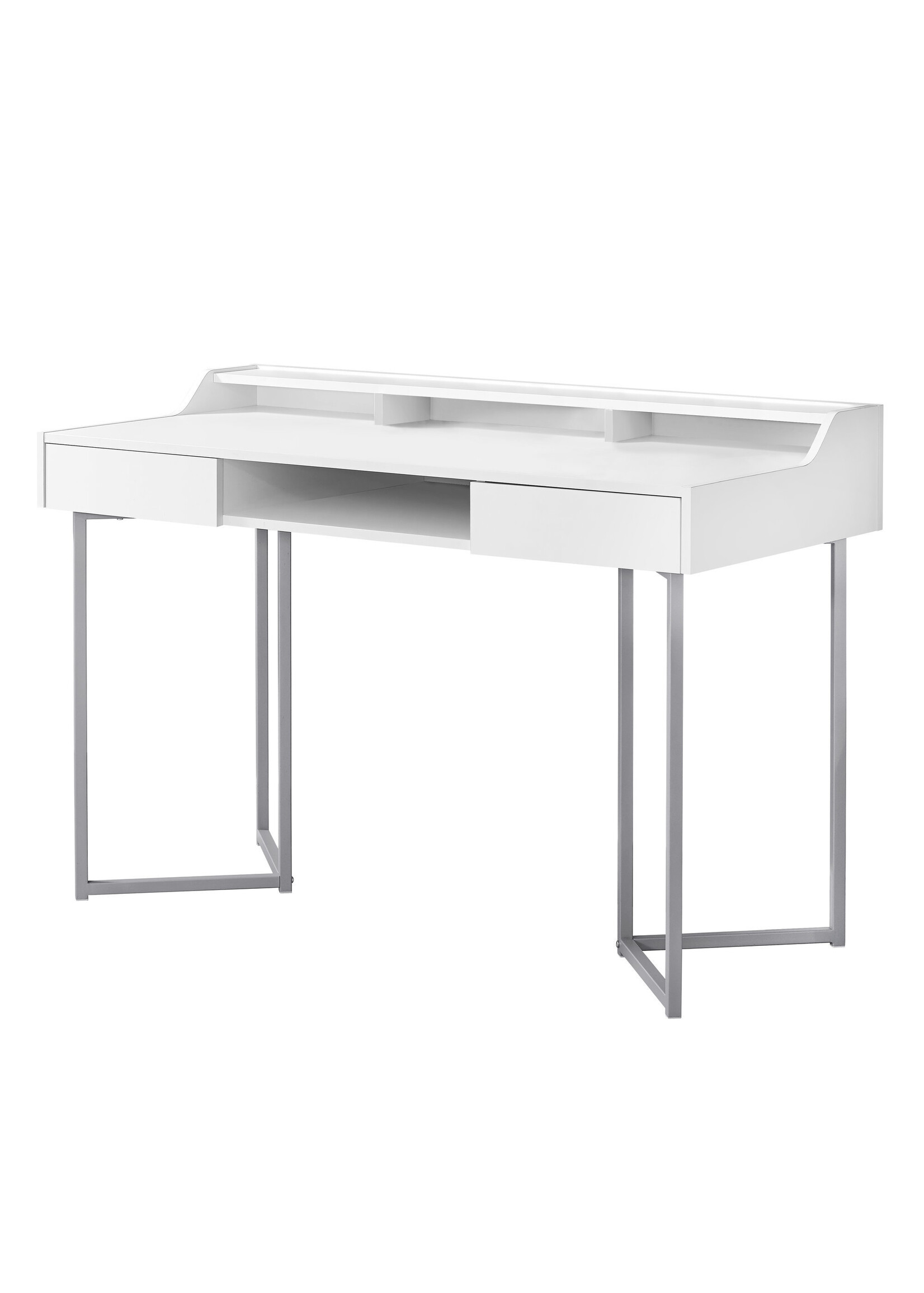 BUREAU - 48"L / BLANC / METAL ARGENT