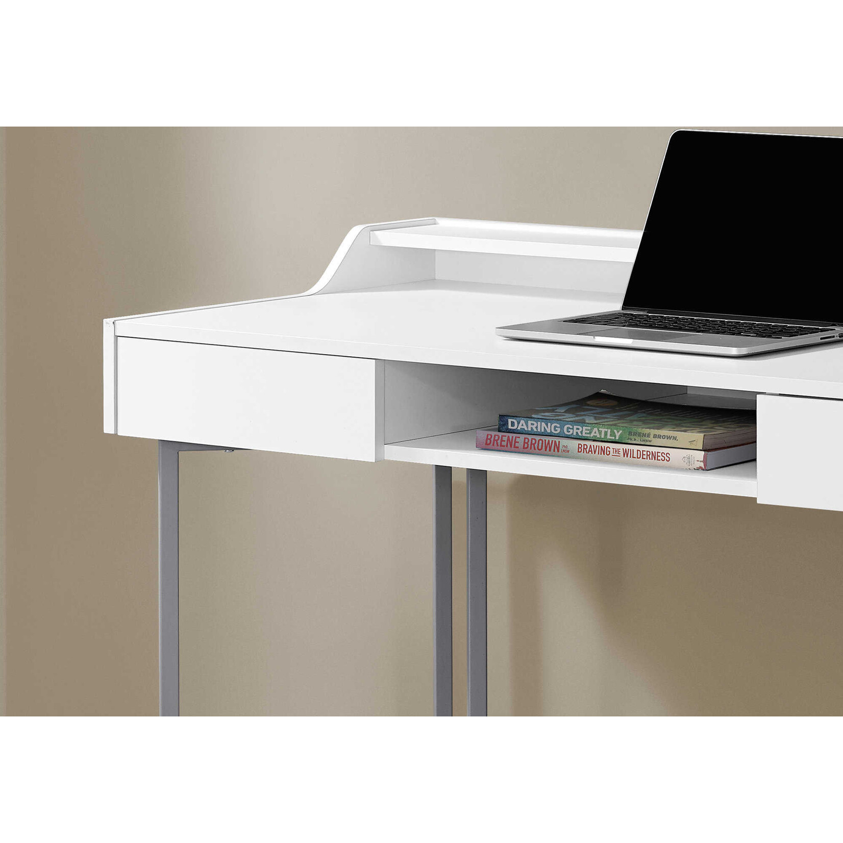 BUREAU - 48"L / BLANC / METAL ARGENT