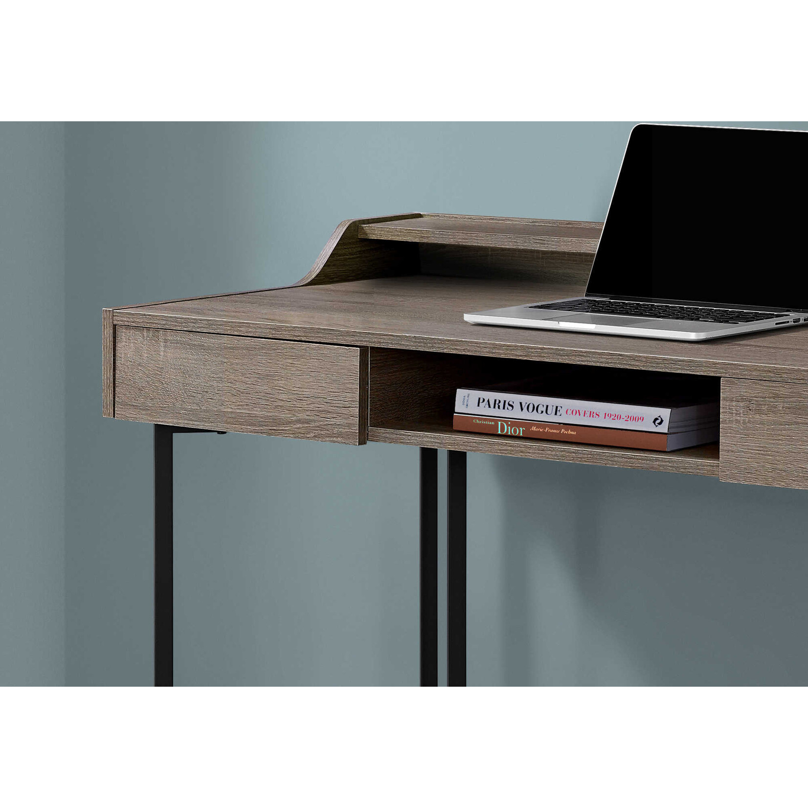 COMPUTER DESK - 48"L / DARK TAUPE / BLACK METAL