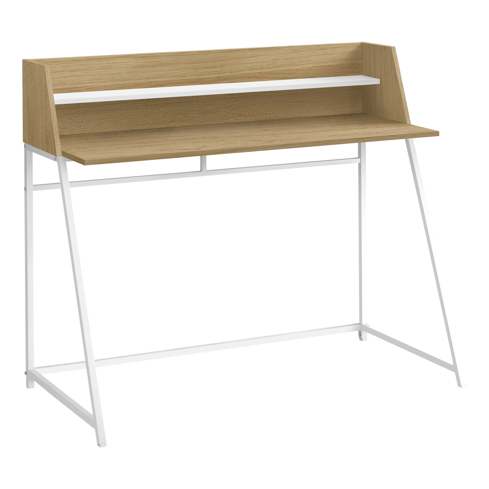 COMPUTER DESK - 48"L / NATURAL / WHITE METAL