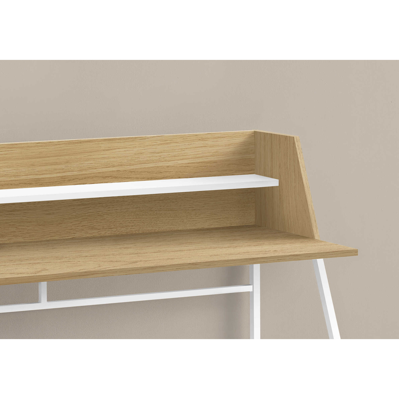 COMPUTER DESK - 48"L / NATURAL / WHITE METAL