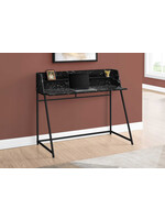 BUREAU - 48"L / FAUX MARBRE NOIR / METAL NOIR