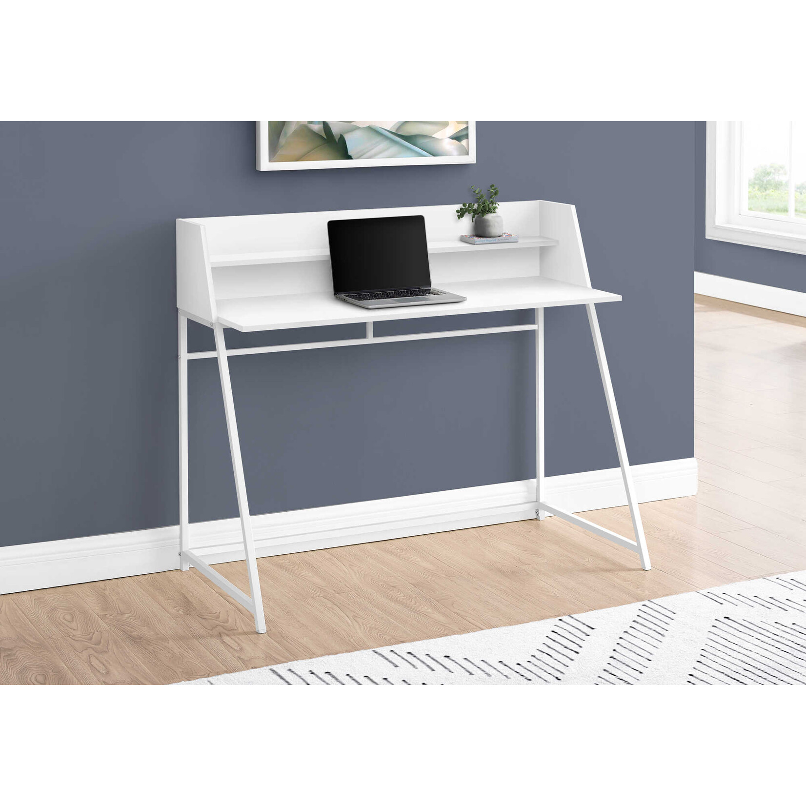 COMPUTER DESK - 48"L / WHITE / WHITE METAL