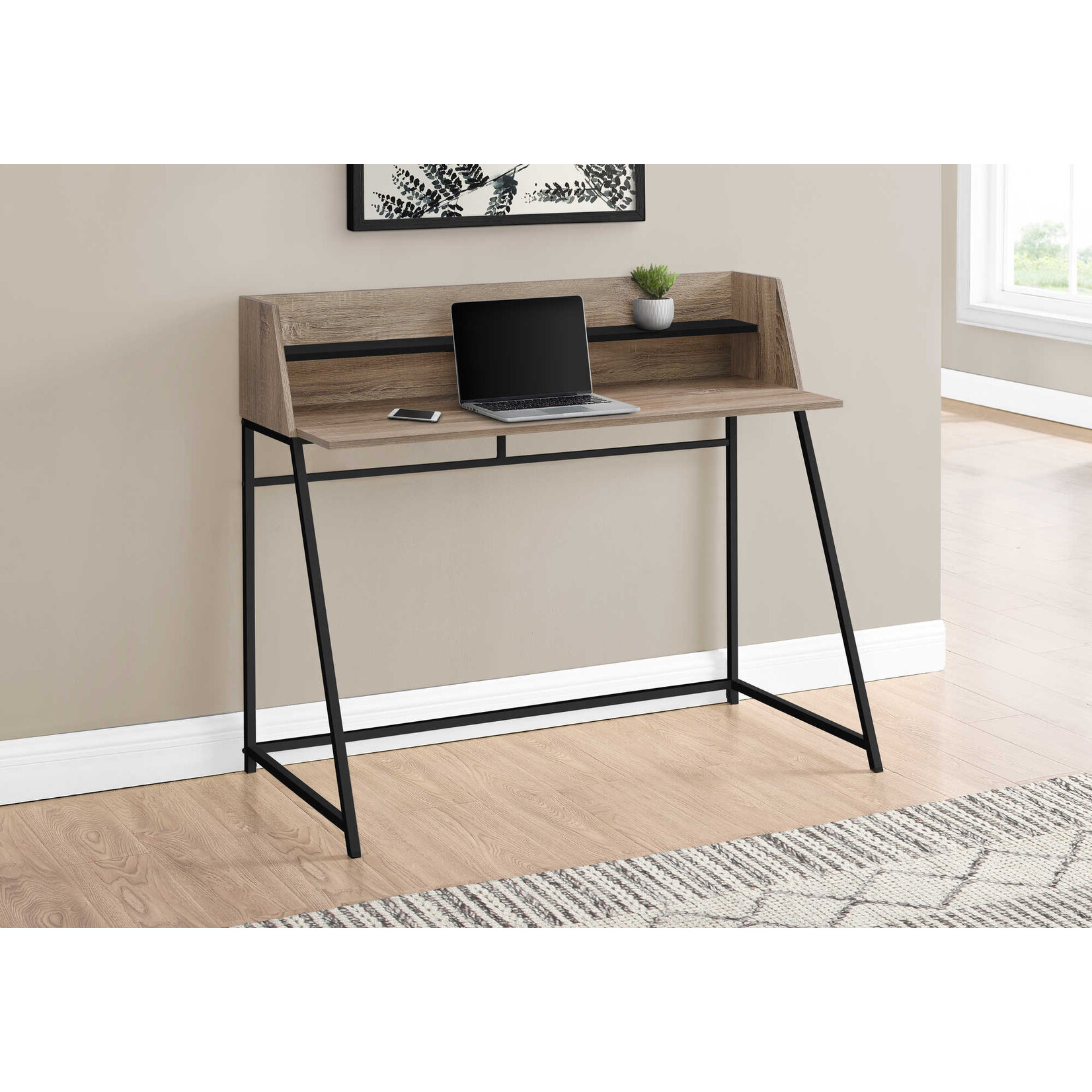 COMPUTER DESK - 48"L / DARK TAUPE / BLACK METAL