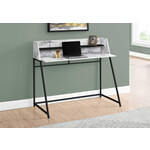 COMPUTER DESK - 48"L / WHITE MARBLE-LOOK / BLACK METAL