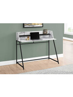 BUREAU - 48"L / FAUX MARBRE BLANC / METAL NOIR