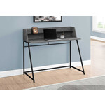 COMPUTER DESK - 48"L / GREY STONE-LOOK / BLACK METAL