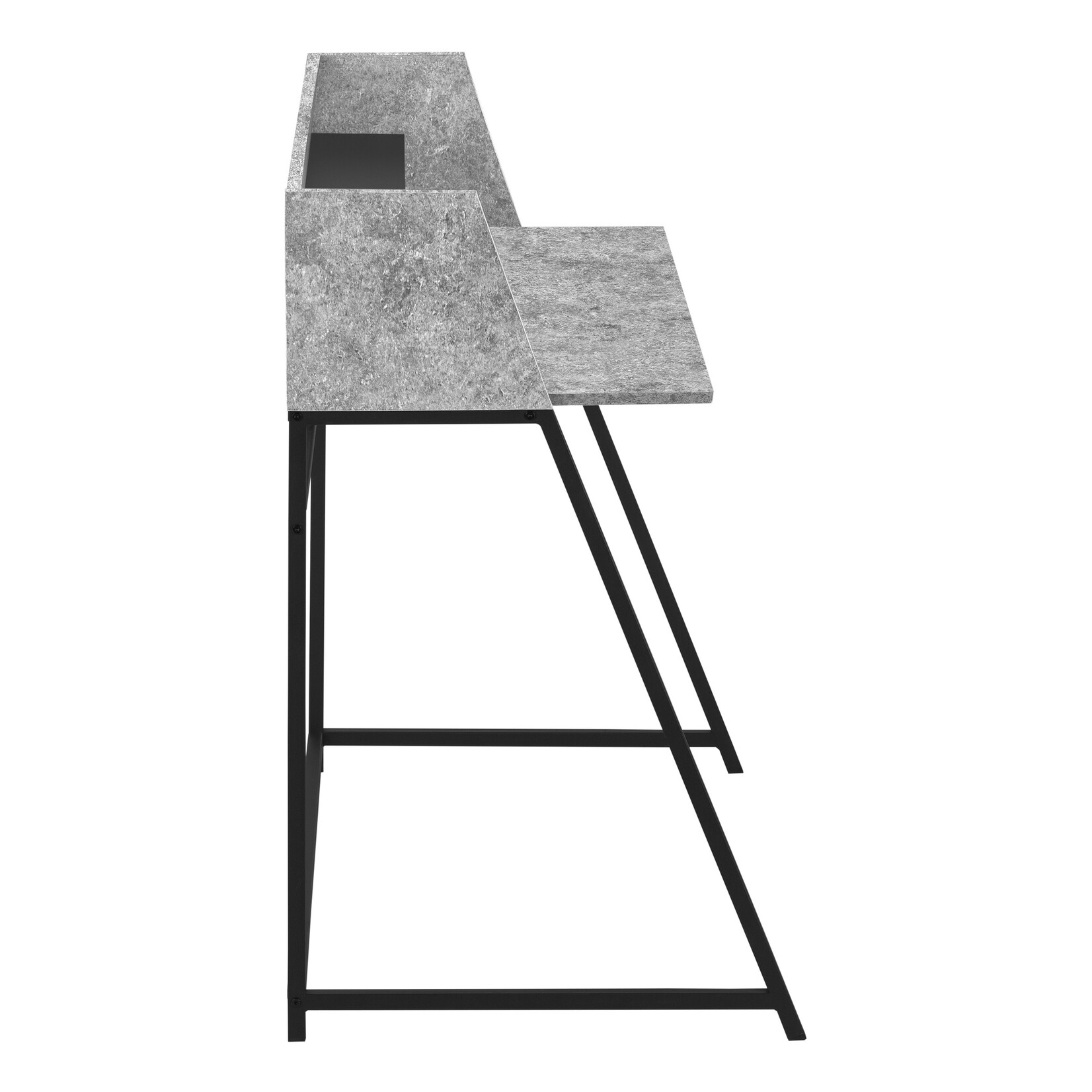COMPUTER DESK - 48"L / GREY STONE-LOOK / BLACK METAL
