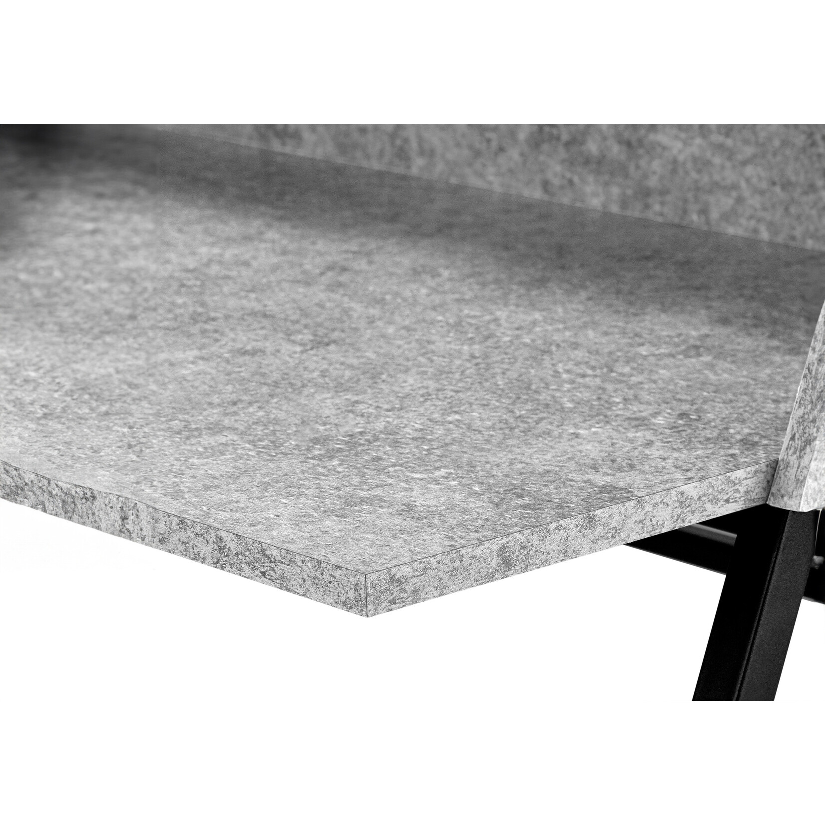 COMPUTER DESK - 48"L / GREY STONE-LOOK / BLACK METAL