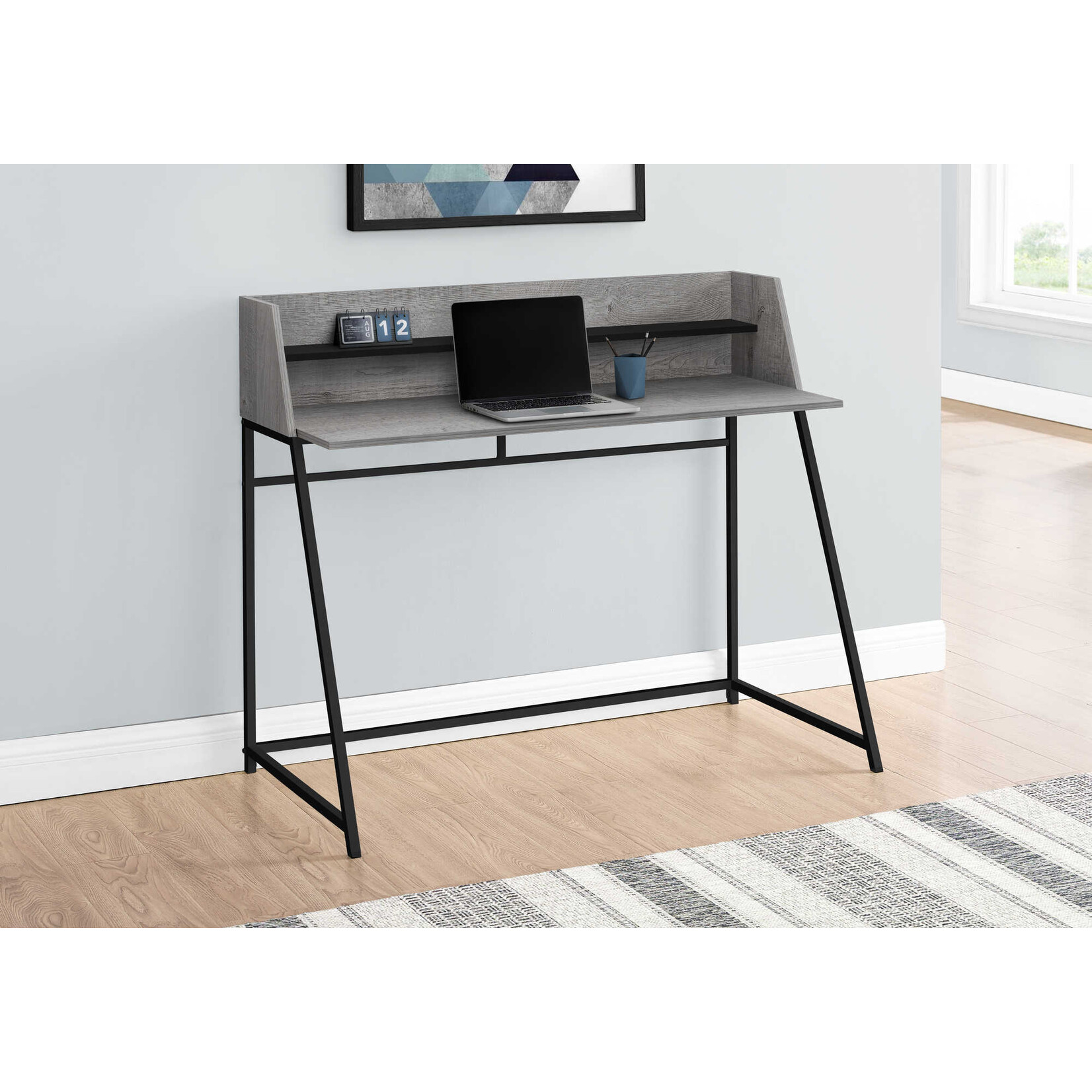 COMPUTER DESK - 48"L / GREY / BLACK METAL