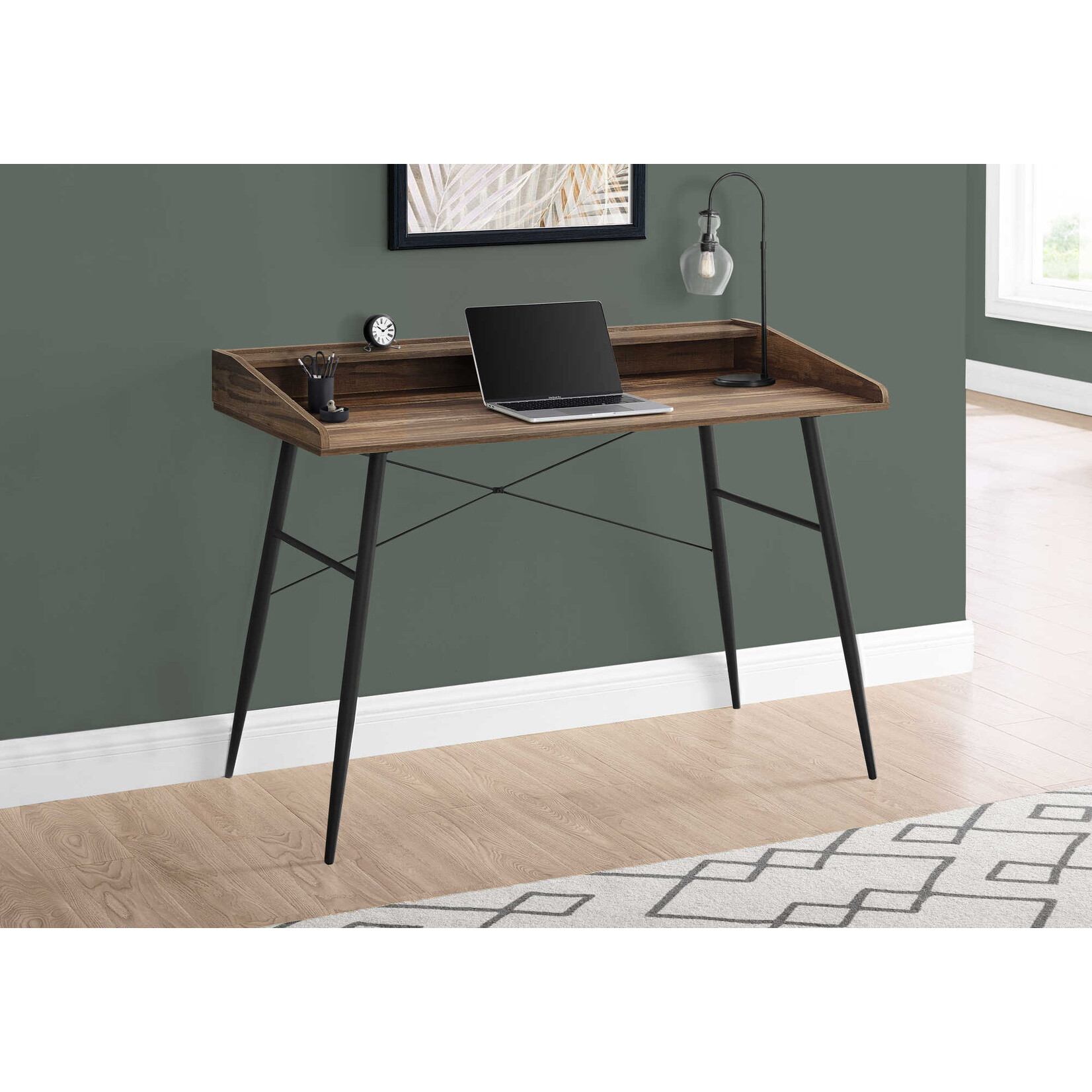 BUREAU - 48"L / FAUX BOIS BRUN / METAL NOIR