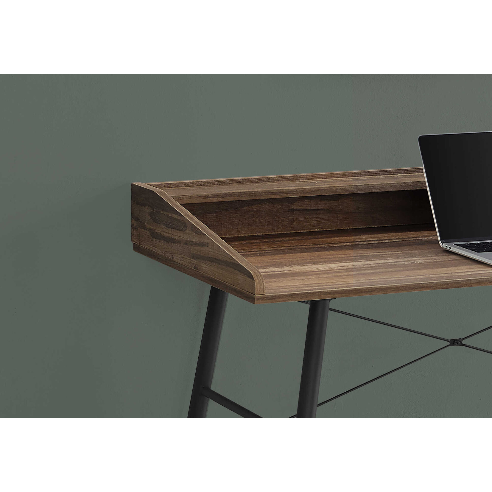 BUREAU - 48"L / FAUX BOIS BRUN / METAL NOIR