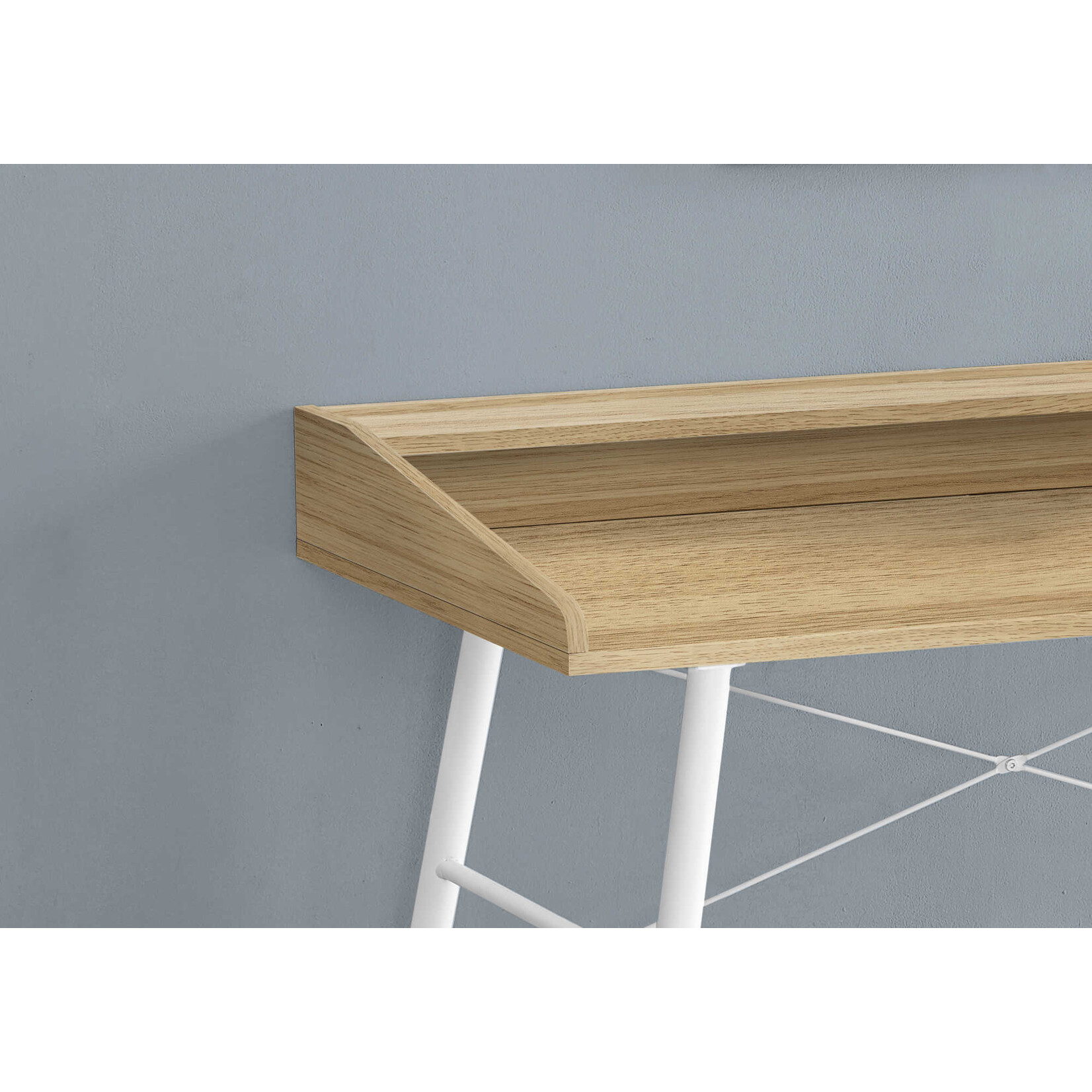 COMPUTER DESK - 48"L / NATURAL / WHITE METAL