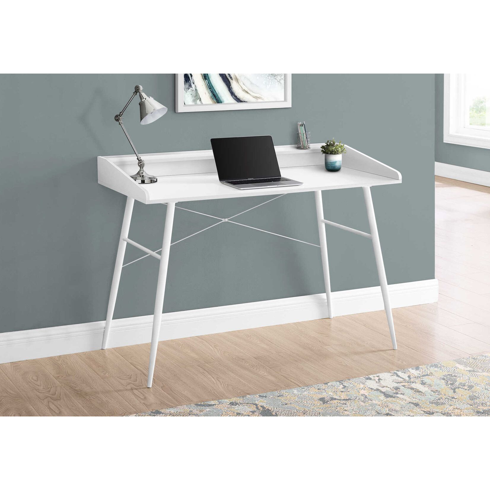 COMPUTER DESK - 48"L / WHITE / WHITE METAL