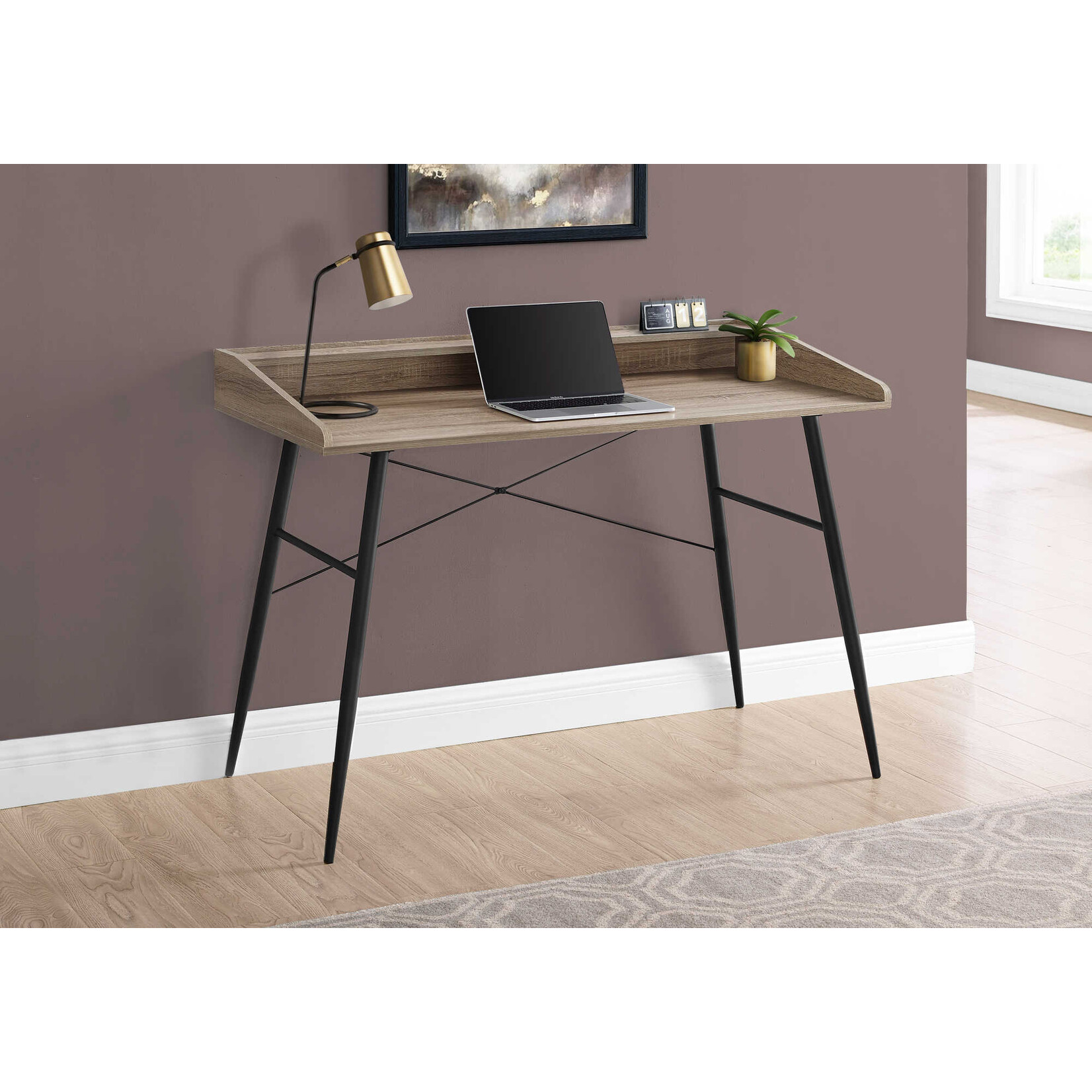 COMPUTER DESK - 48"L / DARK TAUPE / BLACK METAL