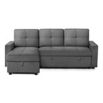 Angie Sectional Sofa Futon, Stone Grey
