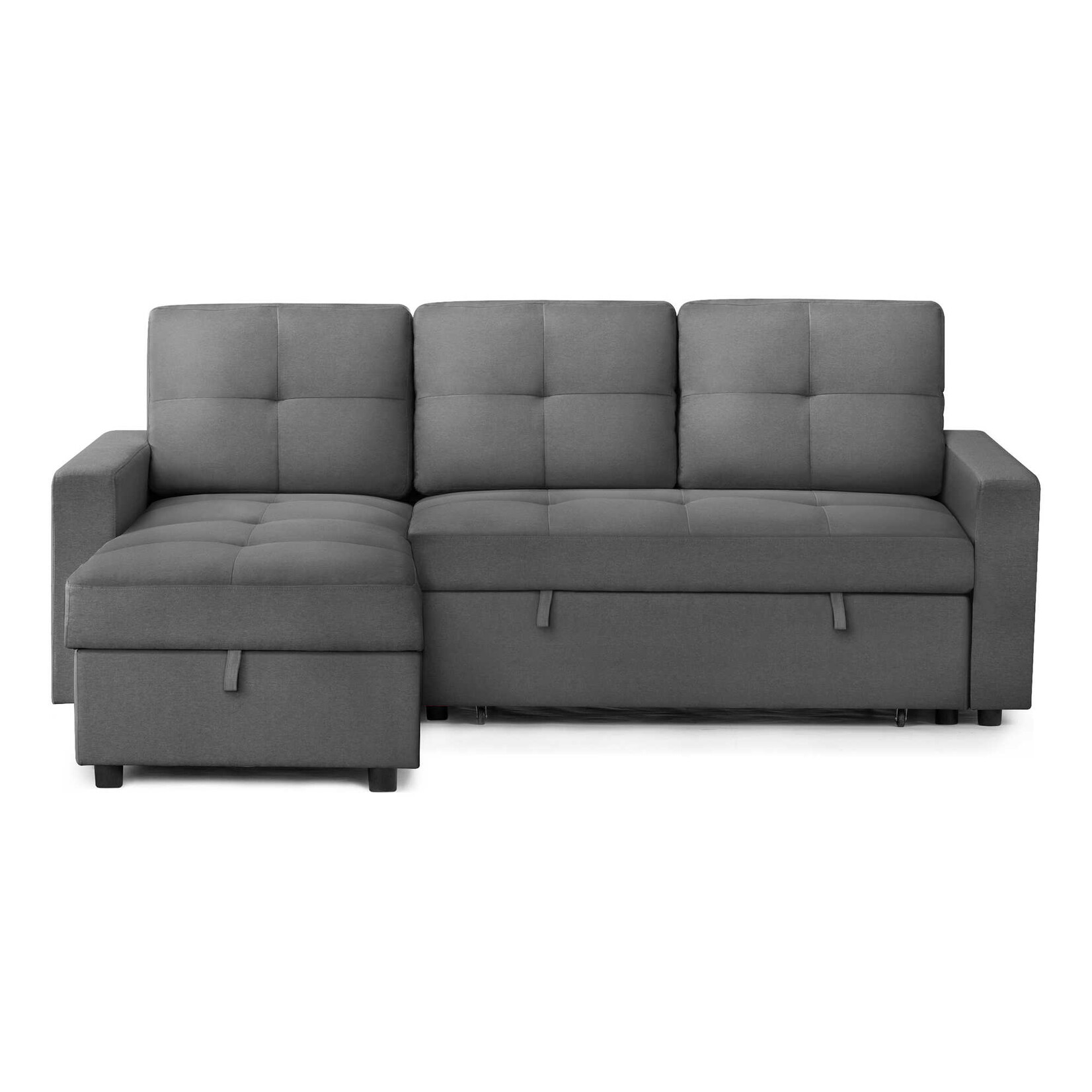 Angie Sectional Sofa Futon, Stone Grey