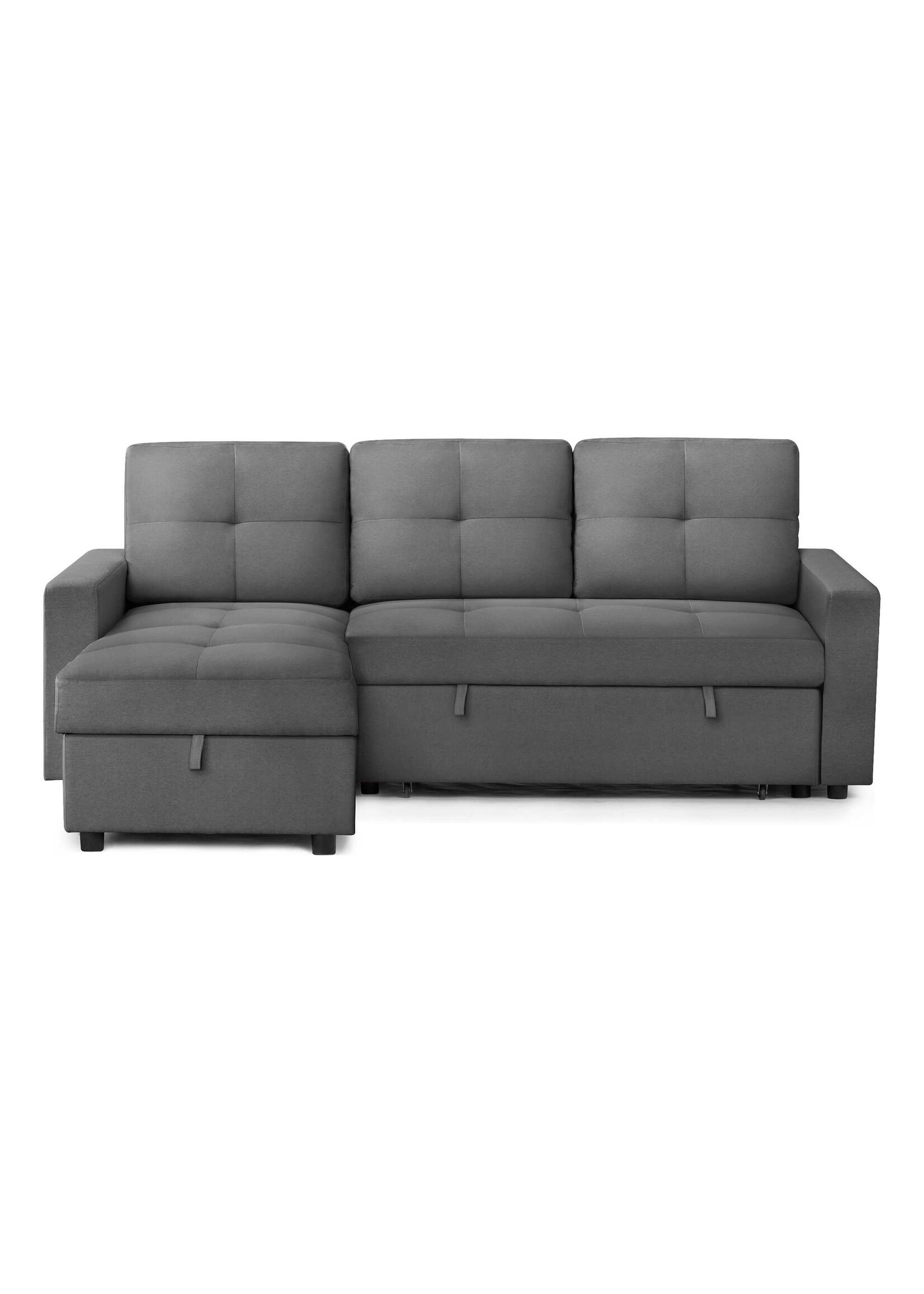 Angie Sectional Sofa Futon, Stone Grey