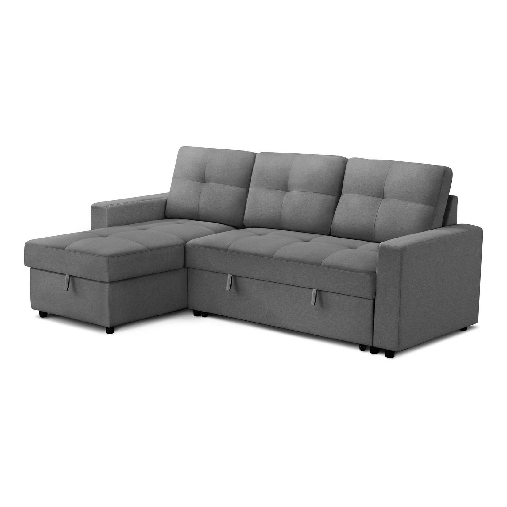 Angie Sectional Sofa Futon, Stone Grey