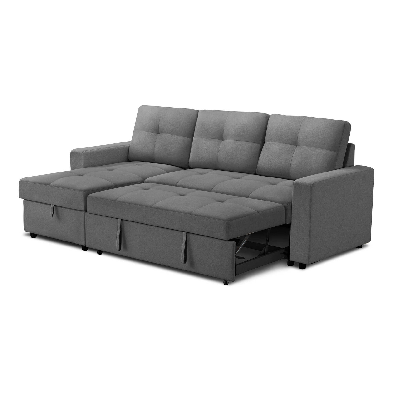 Angie Sectional Sofa Futon, Stone Grey