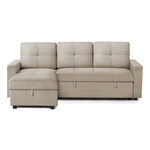 Angie Sectional Sofa Futon, Light Beige