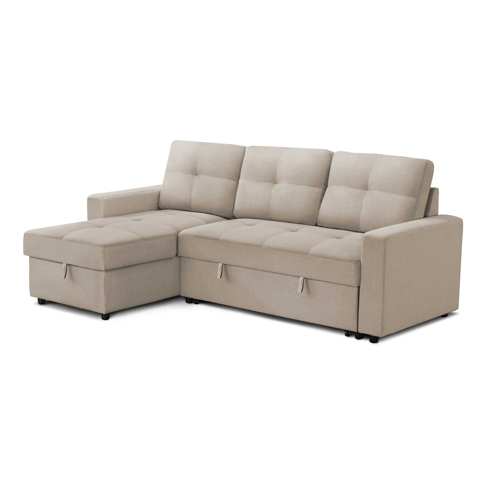 Angie Sectional Sofa Futon, Light Beige