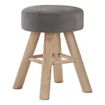 Ottoman, Pouf, Repose Pieds, Tabouret, 12" Rond, Velours, Pattes En Bois, Gris, Naturel, Contemporain, Moderne