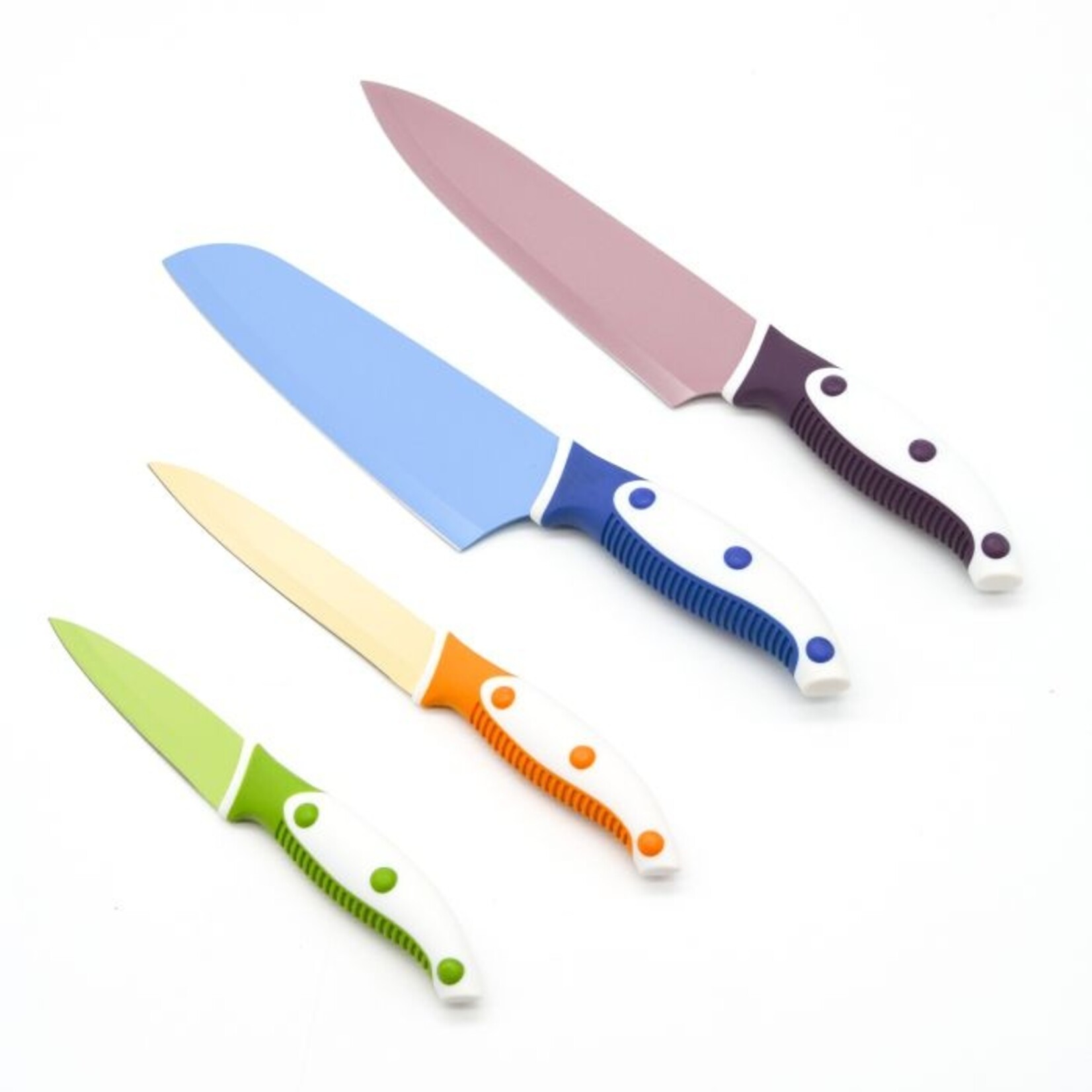 STARFRIT 4PCS KNIFE SET PARING,UTILITY CHEF, SANTOKU+SHARPENER