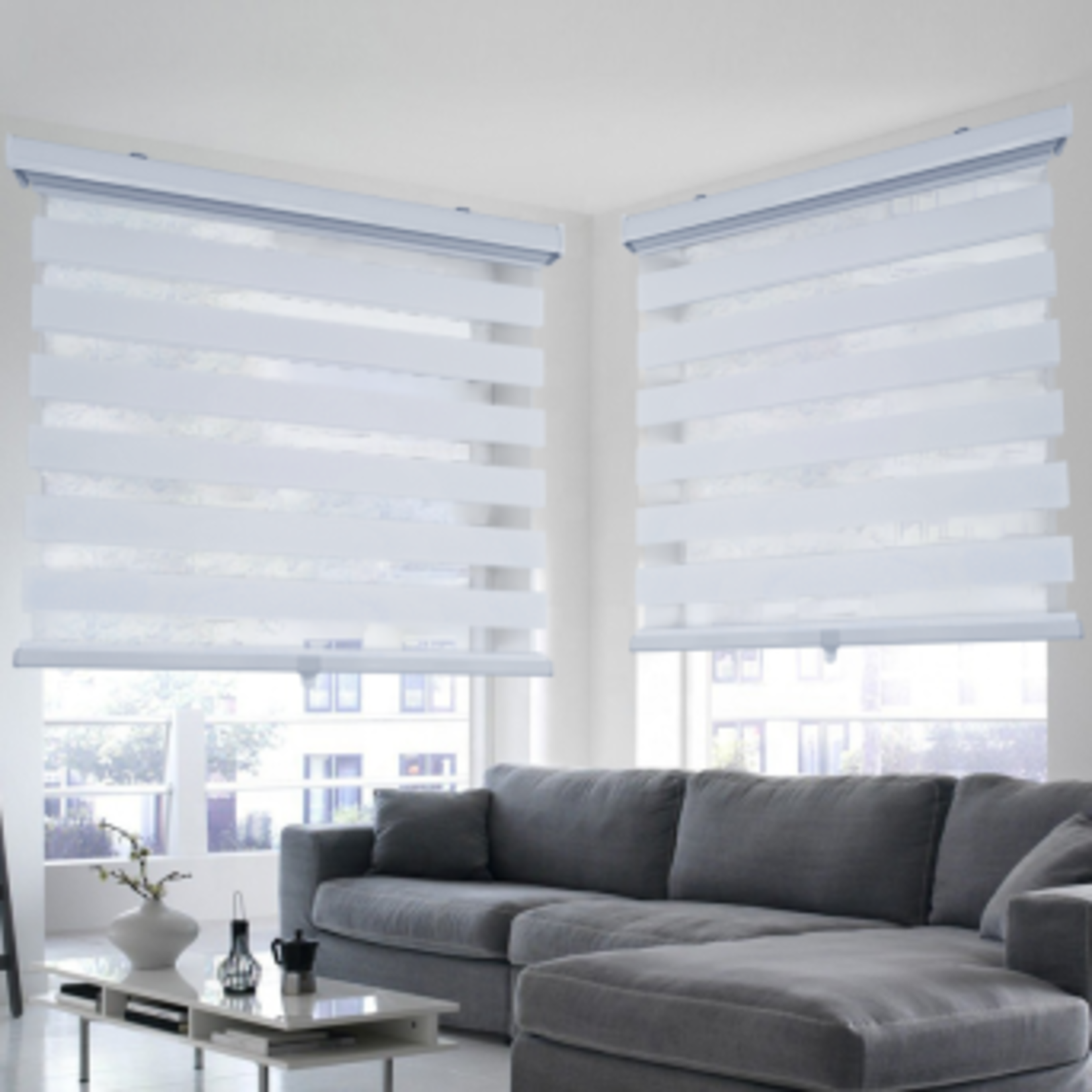 ITY INTERNATIONAL Olivia Stone Zebra Cordless Blinds, White