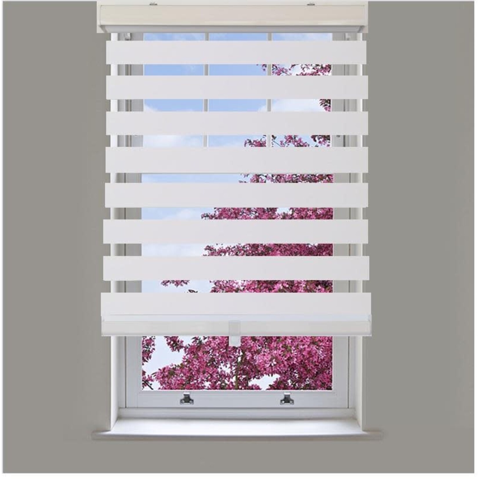 ITY INTERNATIONAL Olivia Stone Zebra Cordless Blinds, White