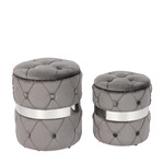 ITY INTERNATIONAL Set of 2 Round Ottomans w/Storage, Grey