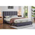 Upholstered Platform Bed with Storage, Grey