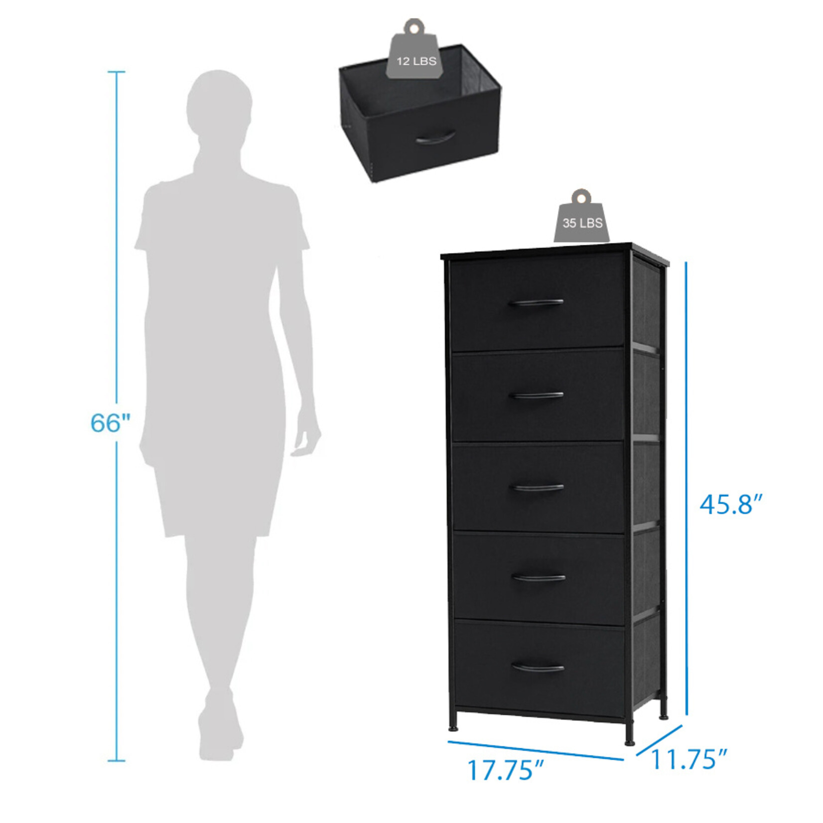 ITY INTERNATIONAL COMMODE EN TISSUS 5-TIRROIRS