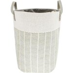 ITY INTERNATIONAL Laundry Basket in Canvas, Beige Herringbone