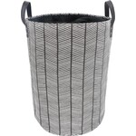 ITY INTERNATIONAL Laundry Basket in Canvas, Black Herringbone