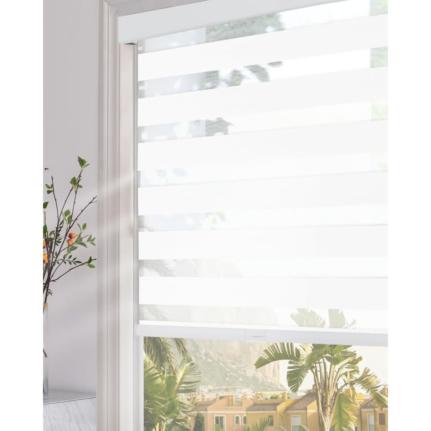 ITY INTERNATIONAL Blackout White Holly Stone Cordless Blinds,