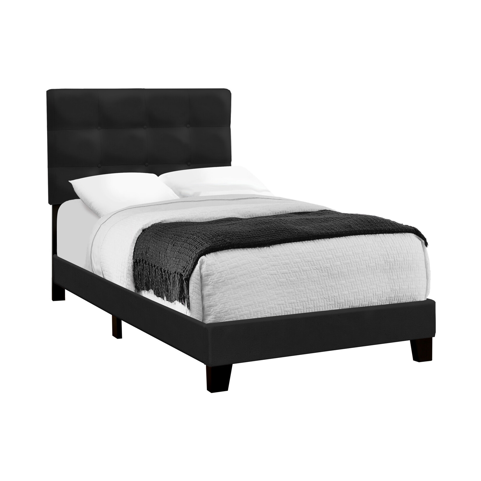 Black Velvet Upholstered Bed Frame, Twin
