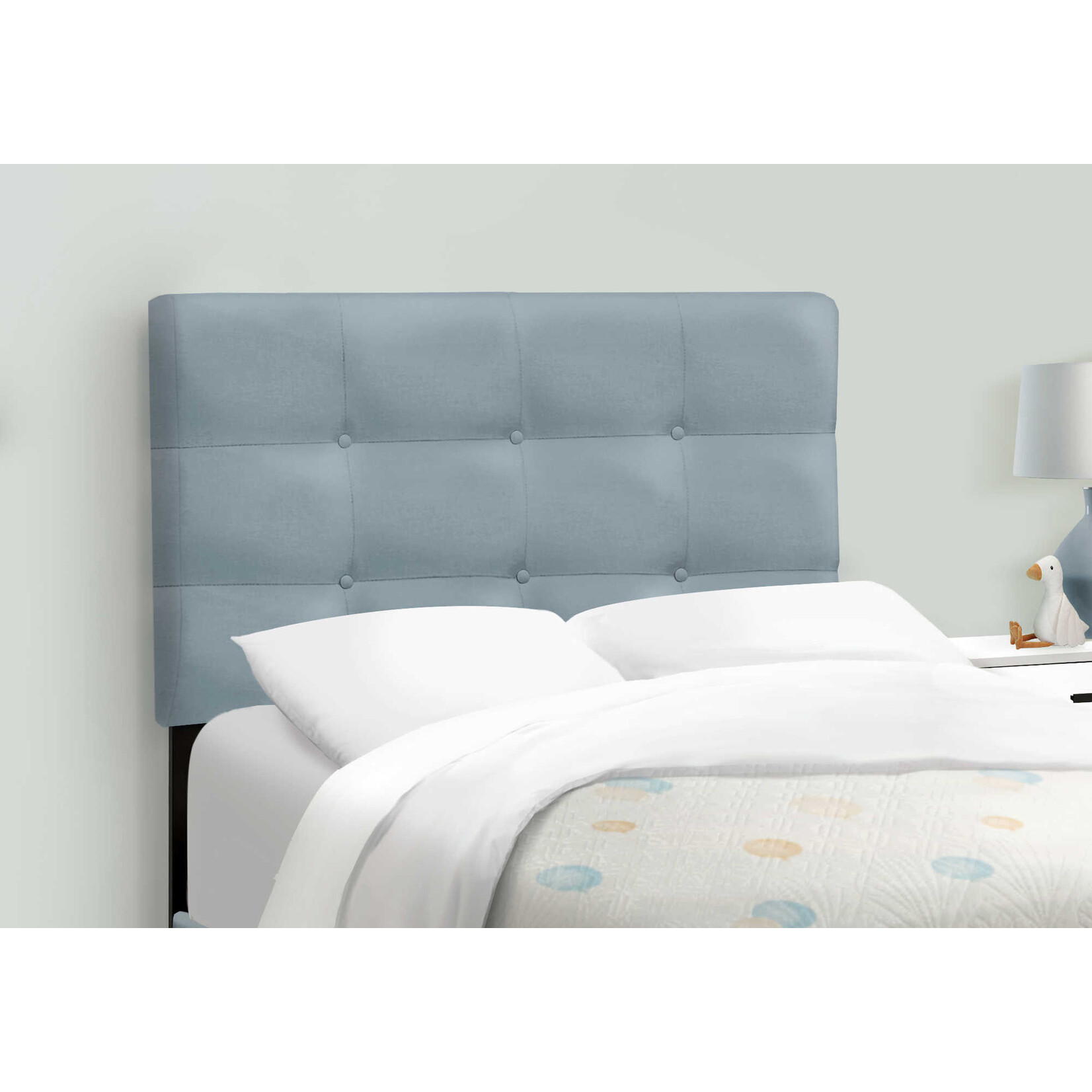 Blue Velvet Upholstered Bed Frame, Twin