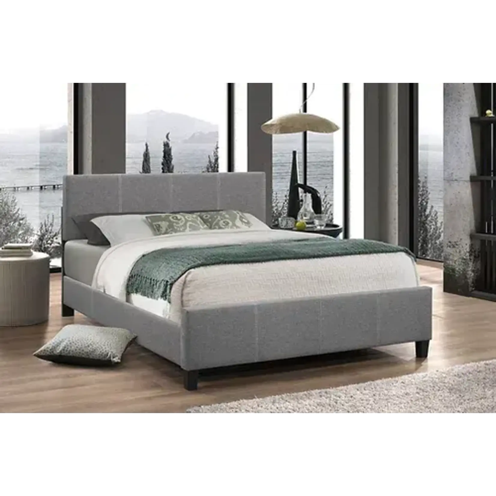 CADRE DE LIT DOUBLE  EN GRIS