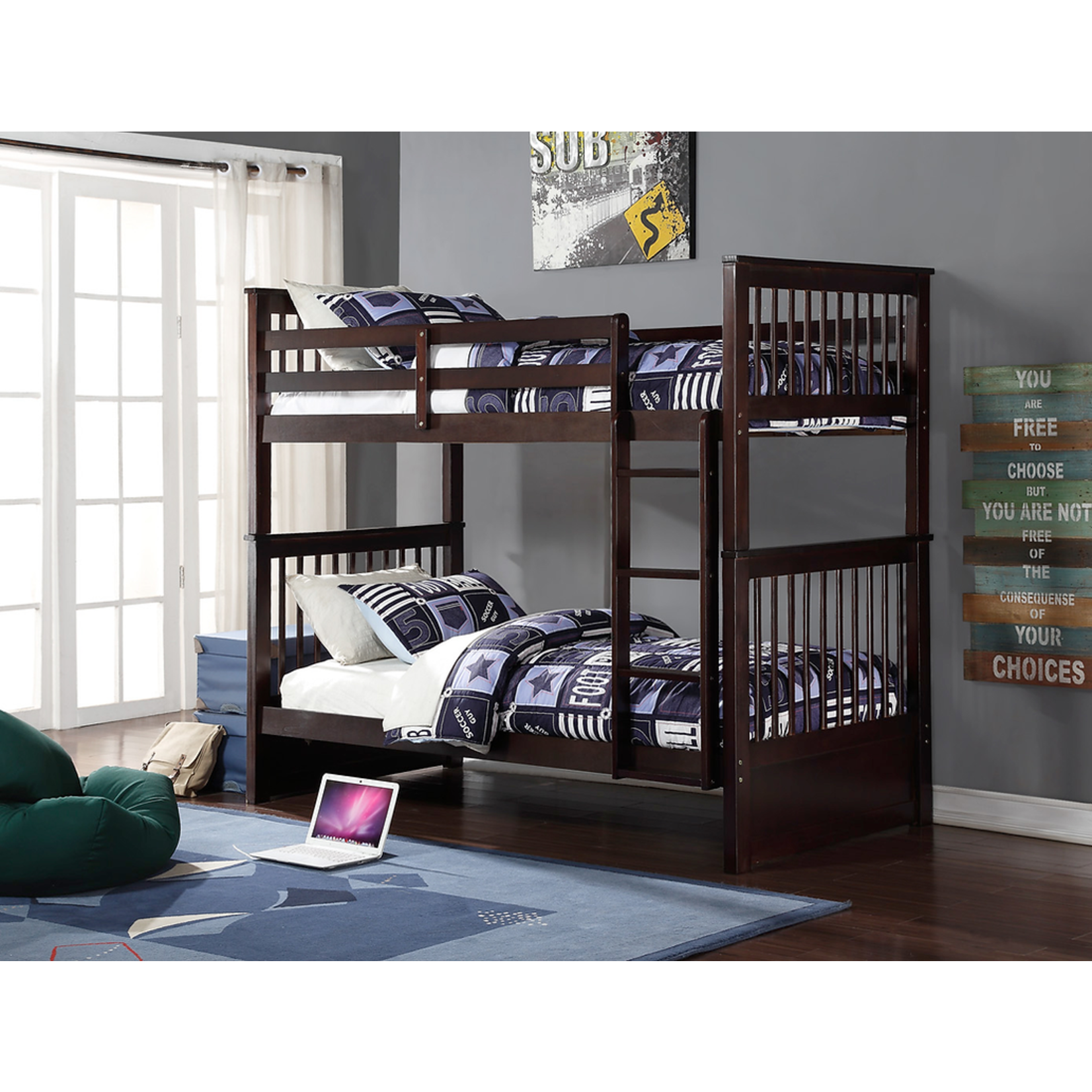 Twin/Twin Wood Bunk Bed ESPRESSO