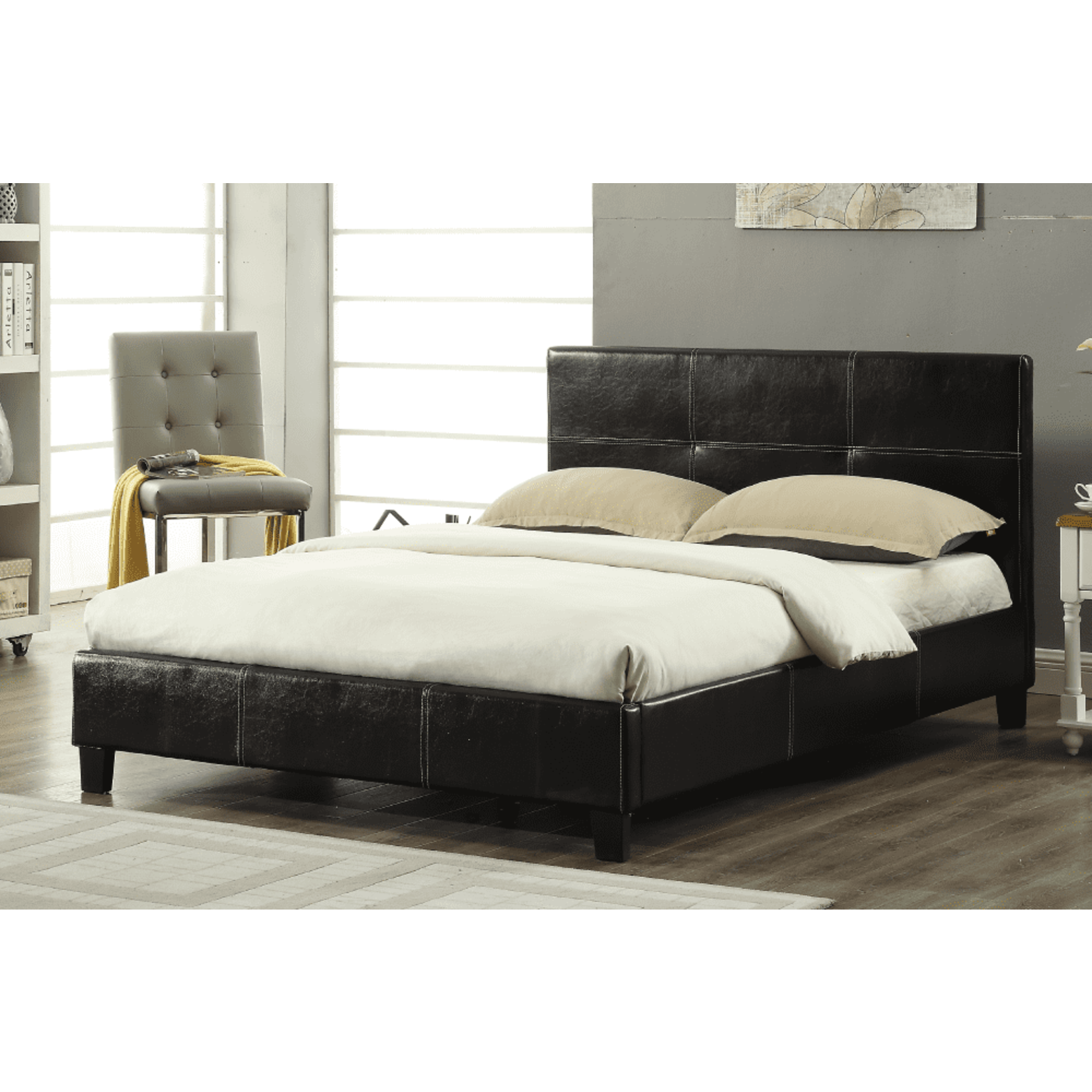 Full Black Faux Leather Bed Frame