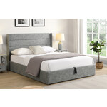 LIT AVEC RANGEMENT GRIS DOUBLE