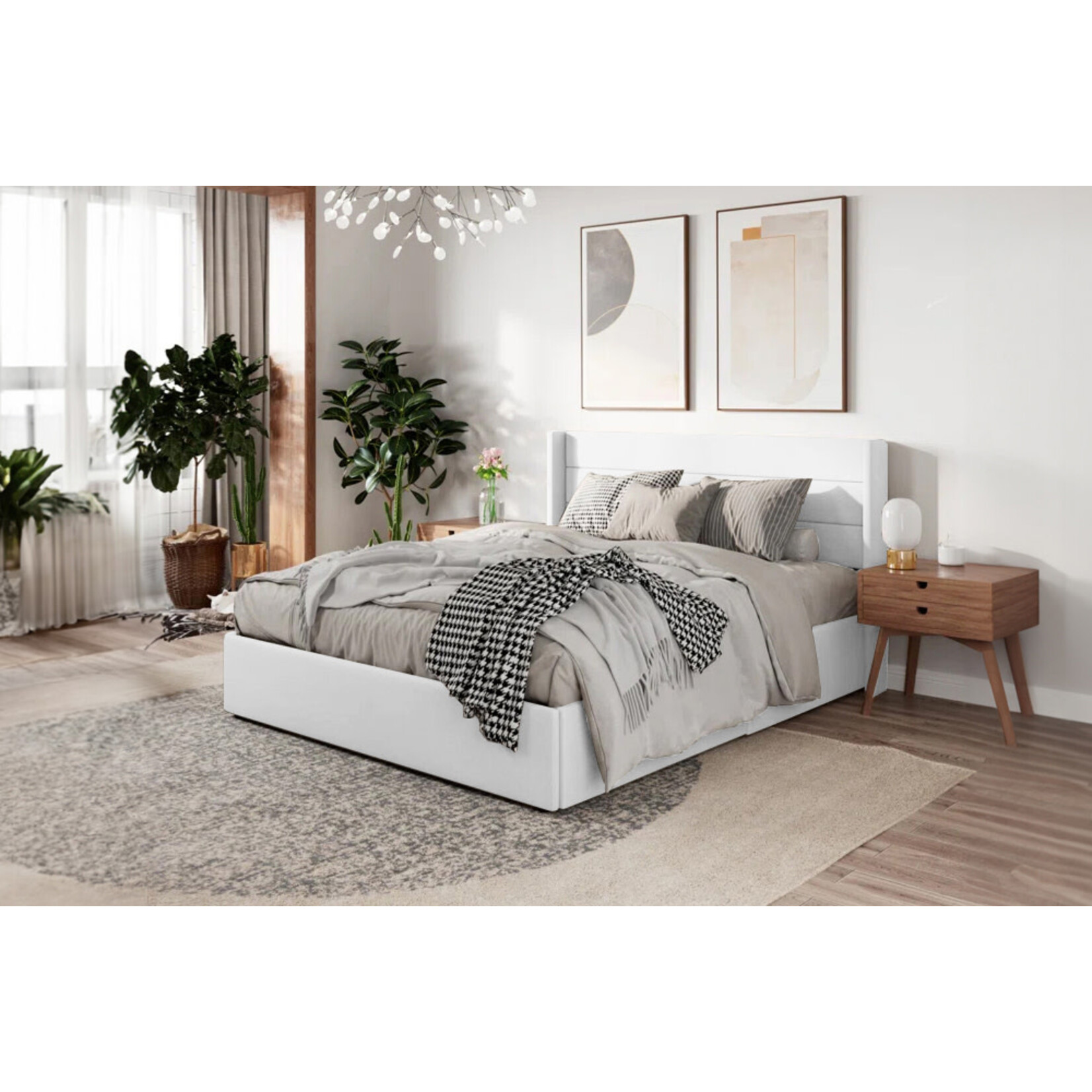 LIT DOUBLE AVEC RANGEMENT BLANC