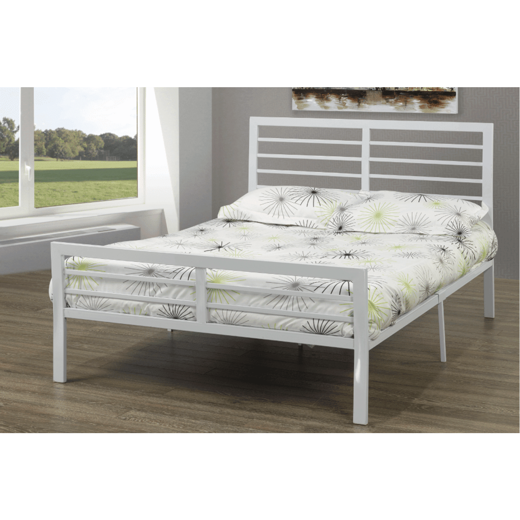 DOUBLE WHITE METAL BED FRAME