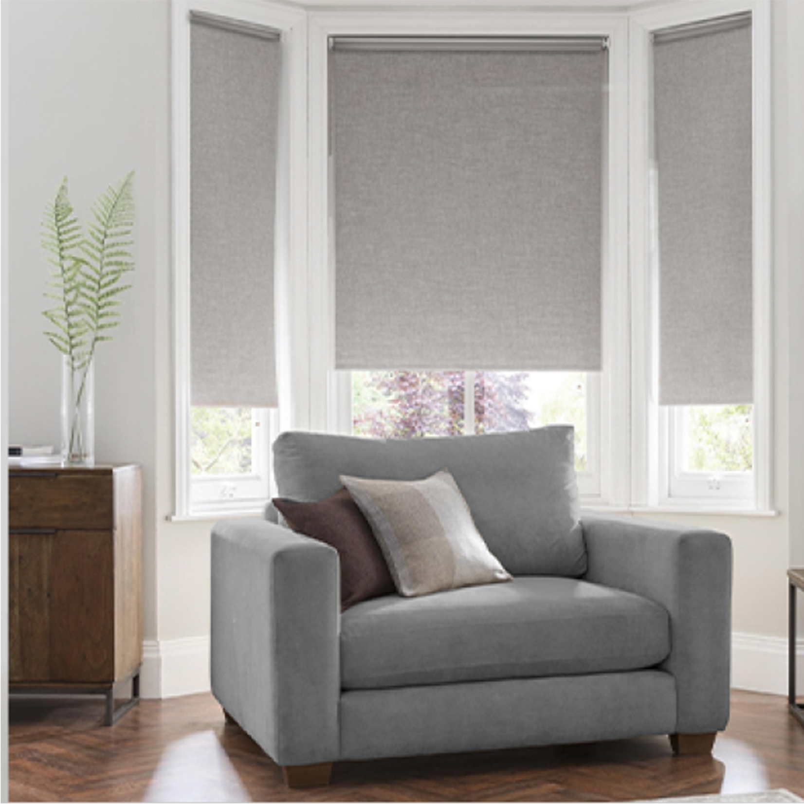 GREY LINEN BLACKOUT ROLLER BLIND