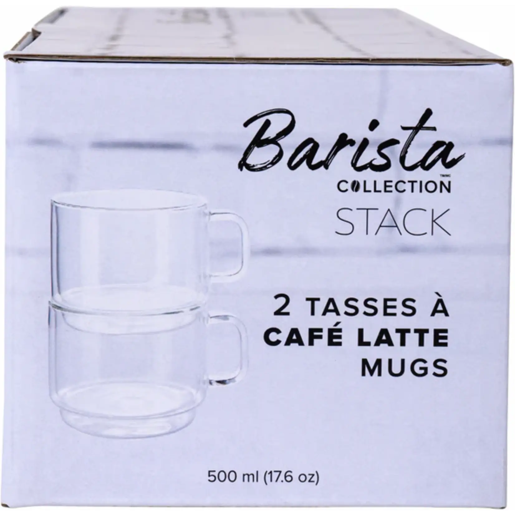 2 Tasses à café latte à double paroi empilables Barista 500 ml