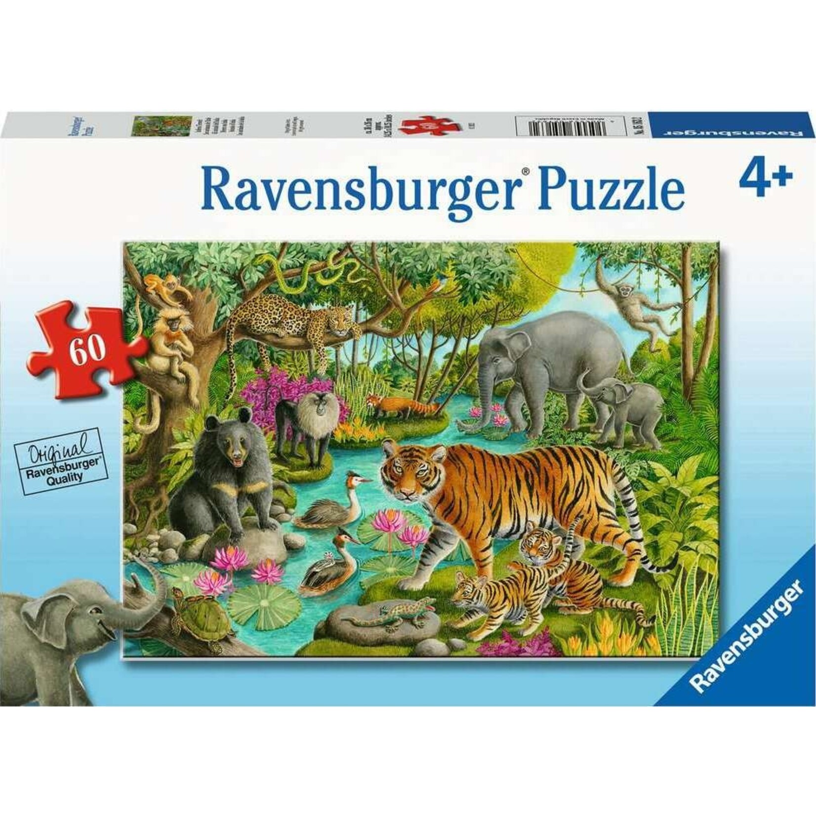 Ravensburger Les Animaux de l'Inde,  Casse-Têtes 60pcs