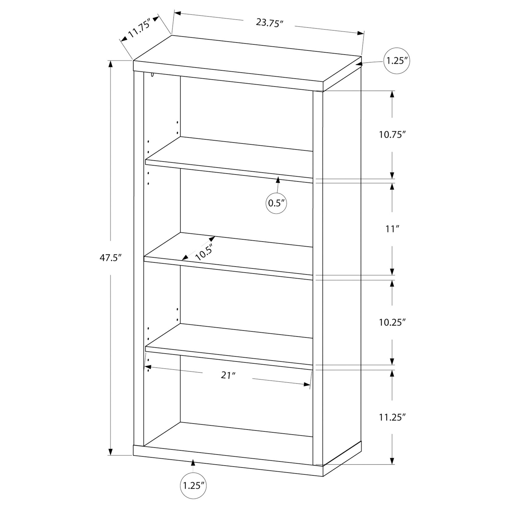 ETAGERE - 48"H / BLANCHE AVEC TABLETTES AJUSTABLE